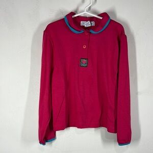 VintageOshKosh B'gosh Pink and Blue Polo Shirt Long Sleeve size 6X